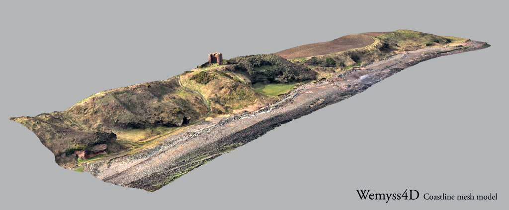 The first draft of the 3D model of the entire coast edge from Court Cave to the Gasworks. Created from the scan data and Eddies aerial photographs.