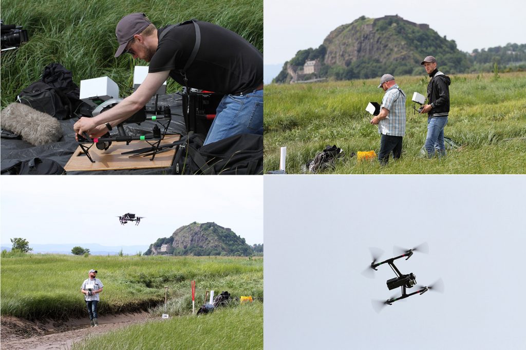 The Ka-Boom team flying the drone