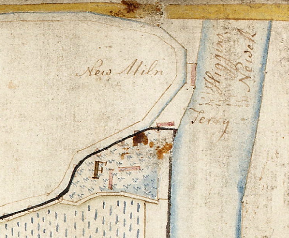 1784 Map of Haughs of Airth showing Higgins Neuk, the mill called New Miln, and the ferry crossing