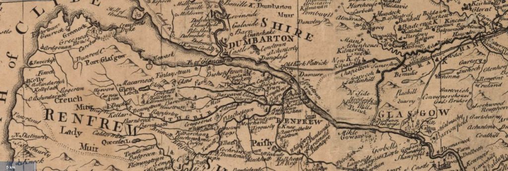 James Dorret's 1750 map of the Clyde