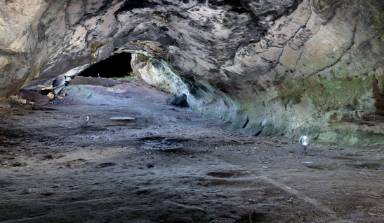 This image is not a photograph, but a screenshot of a 3D point cloud of the inside of Jonathan’s Cave