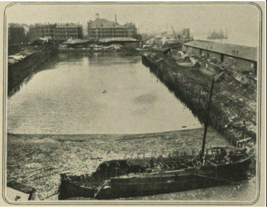 Image of burned ship at Kingston Dock, 1914