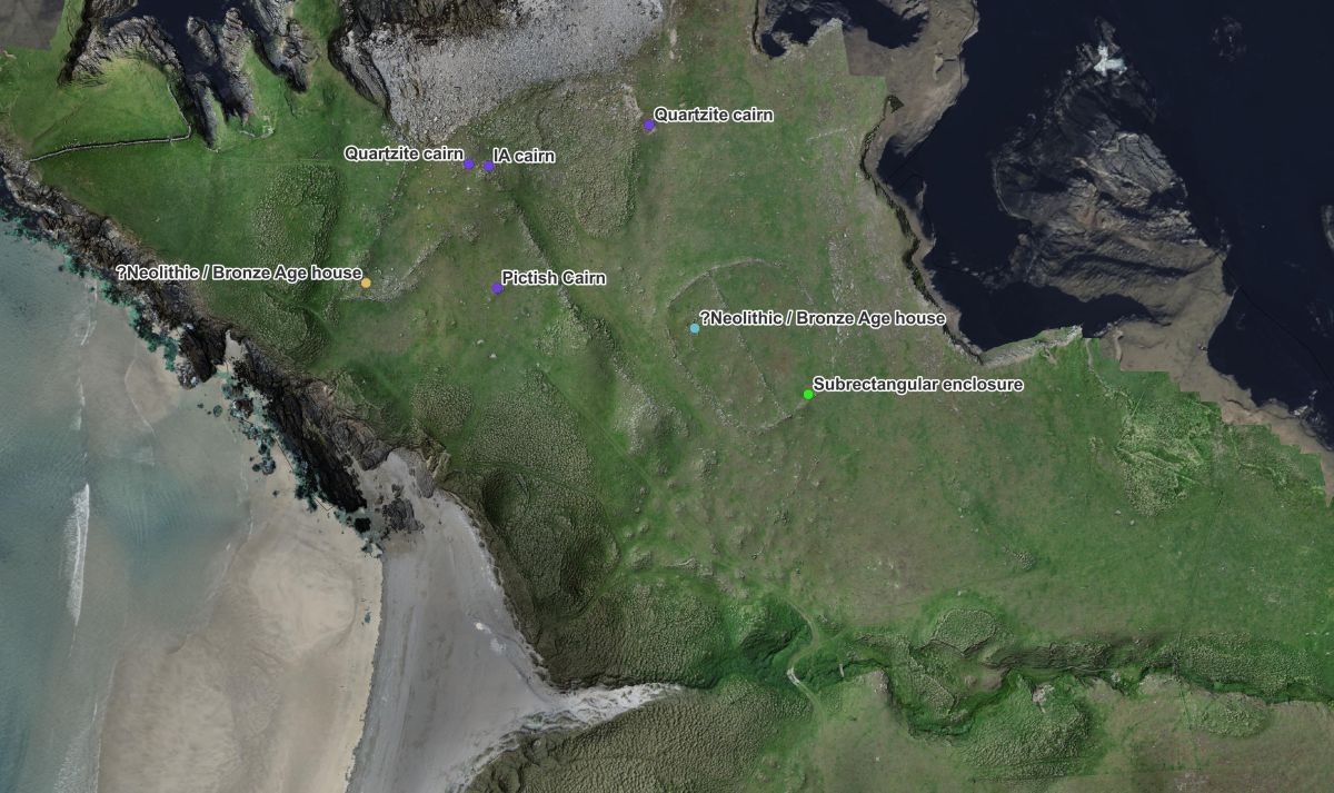 Aerial image of Sands of Breckon, showing the location of the features