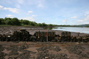 Newshot Island pipeline showing corrugated iron sheet facing