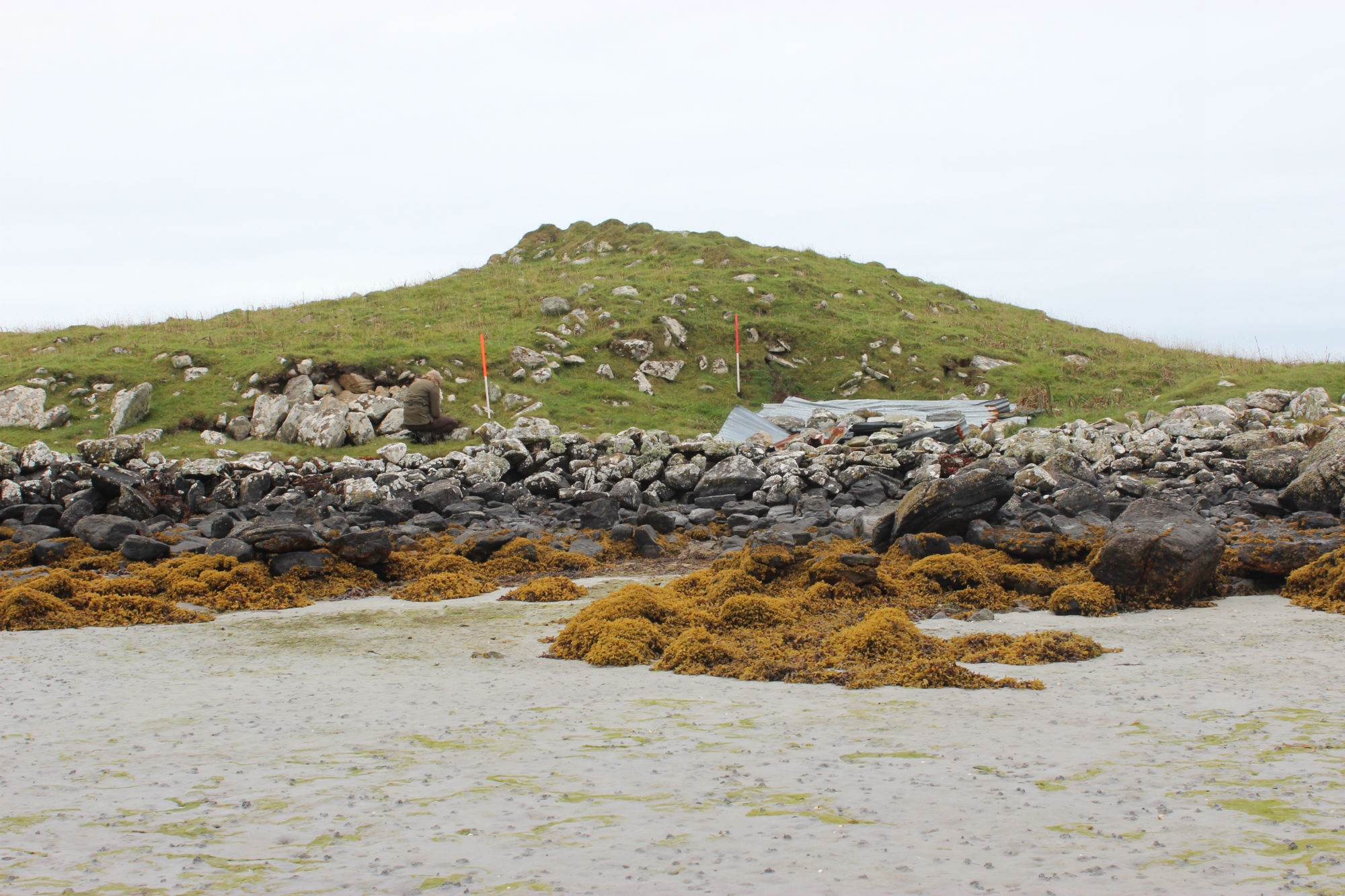 General view of seaward side of mound, looking SW