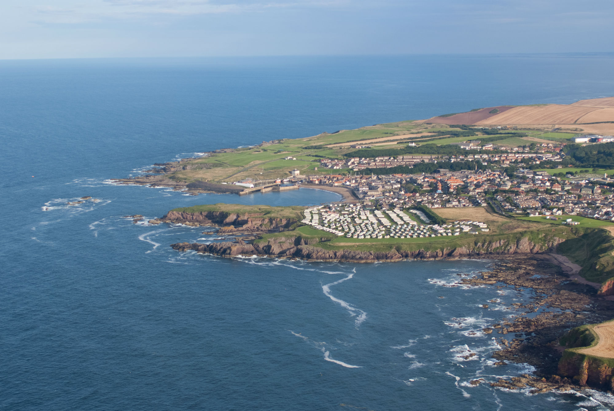 Eyemouth Fort aerial view showing the fort and town