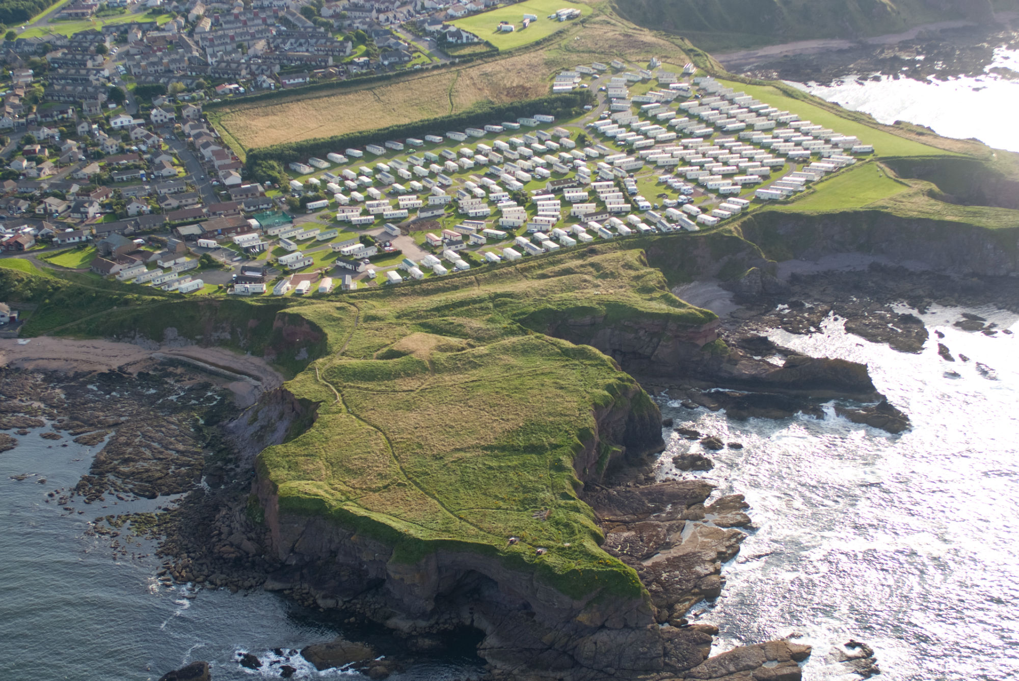 Eyemouth Fort aerial view showing the fort and the glace