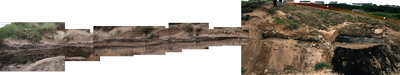 Panorama of cleaned section showing burnt deposits
