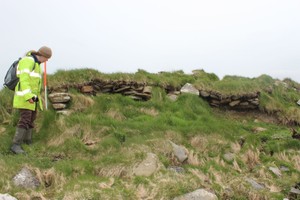 Cummi Ness detail of coastal exposure showing showing stonework
