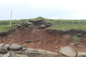 Whitelet showing section through stone and earth bank defining subsidiary enclosure