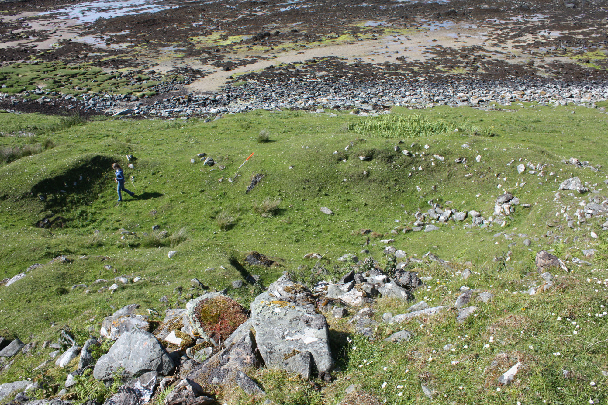 Kildonan Point, view of the lower enclosure from the promontory fort