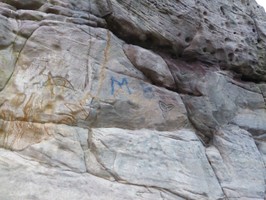 Modern 'Pictish' symbols carved onto Pulpit Rock