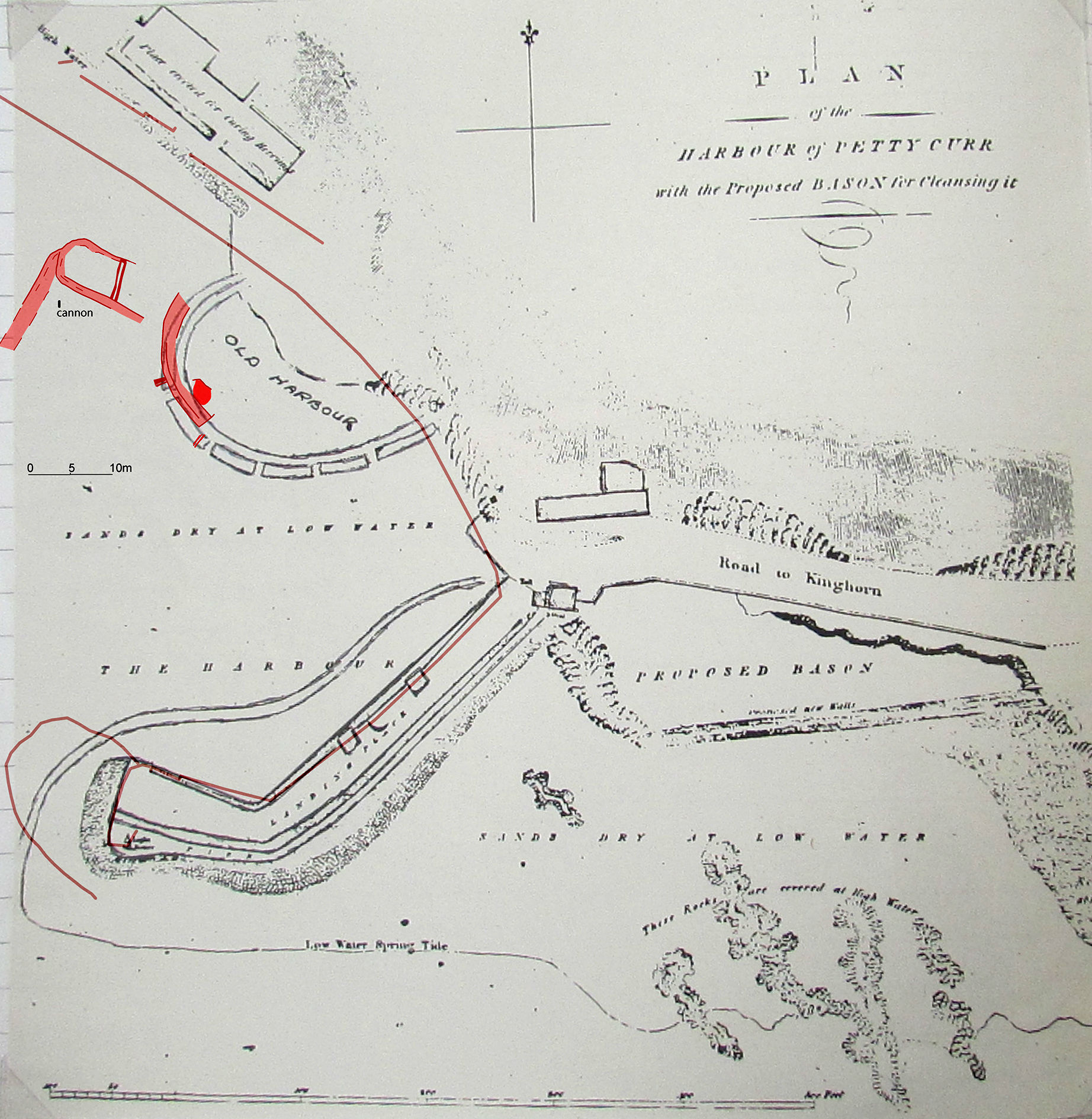 Survey overlain on 1802 Rennie plan