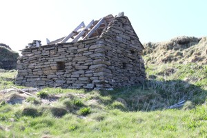 Seaward side of hut showing east and north elevations