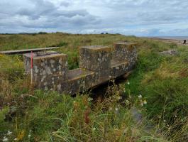 Anti-tank blocks formed as water-course crossing.