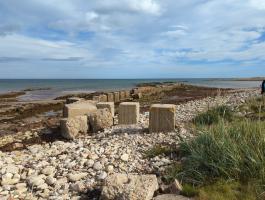 Anti-tank blocks at east (car park) end of West beach.
