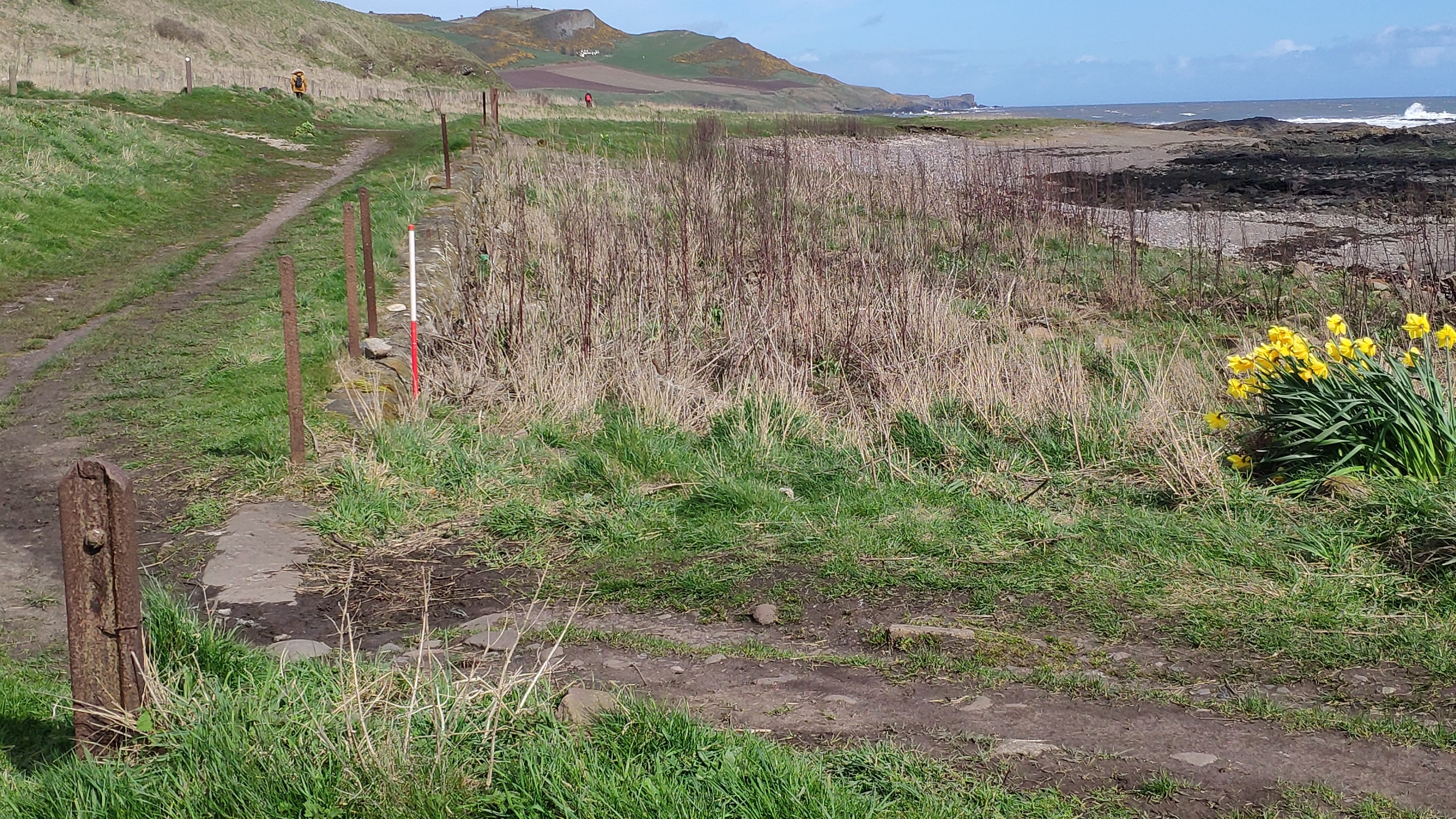 Revetted sectin of track, looking north