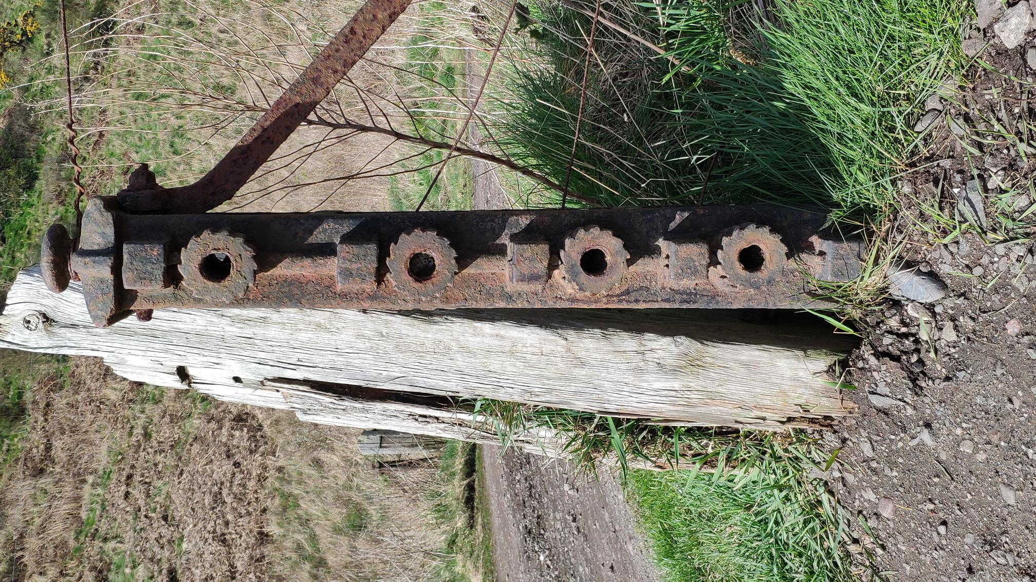 Close up of fence post strainers found along the Johnshaven to Inverbervie former railway