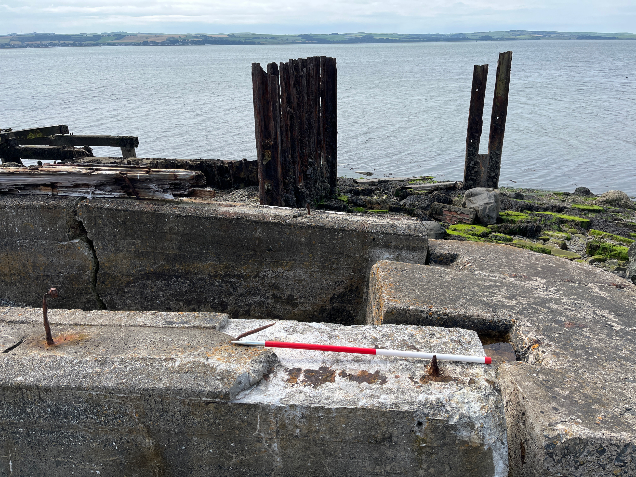Concrete and iron remains of slipway and construction yard
