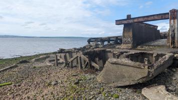 Remains of concrete boat to the south of the main slipway. Location 3 on site map.
