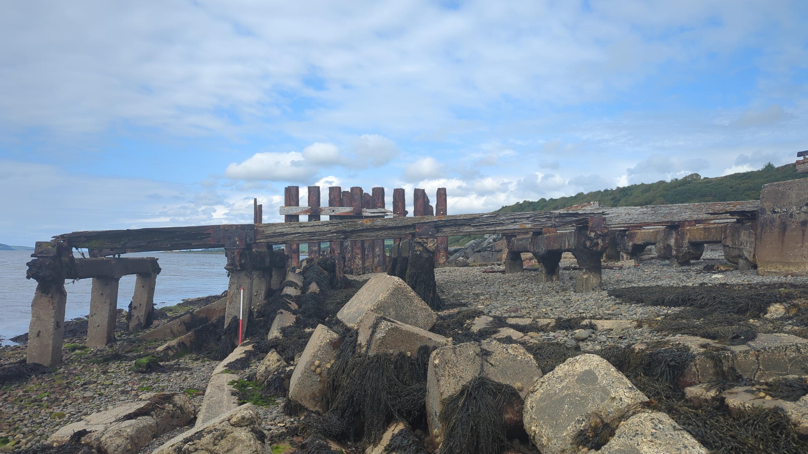 Timber and concrete slipway, looking North