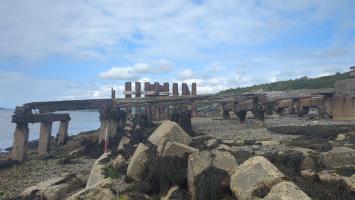 Timber and concrete slipway, looking North