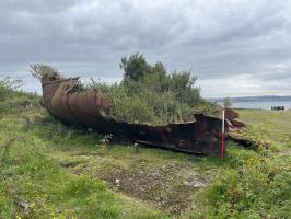 Remains of iron vessel, 40m from coast edge. Location 8 on site map.