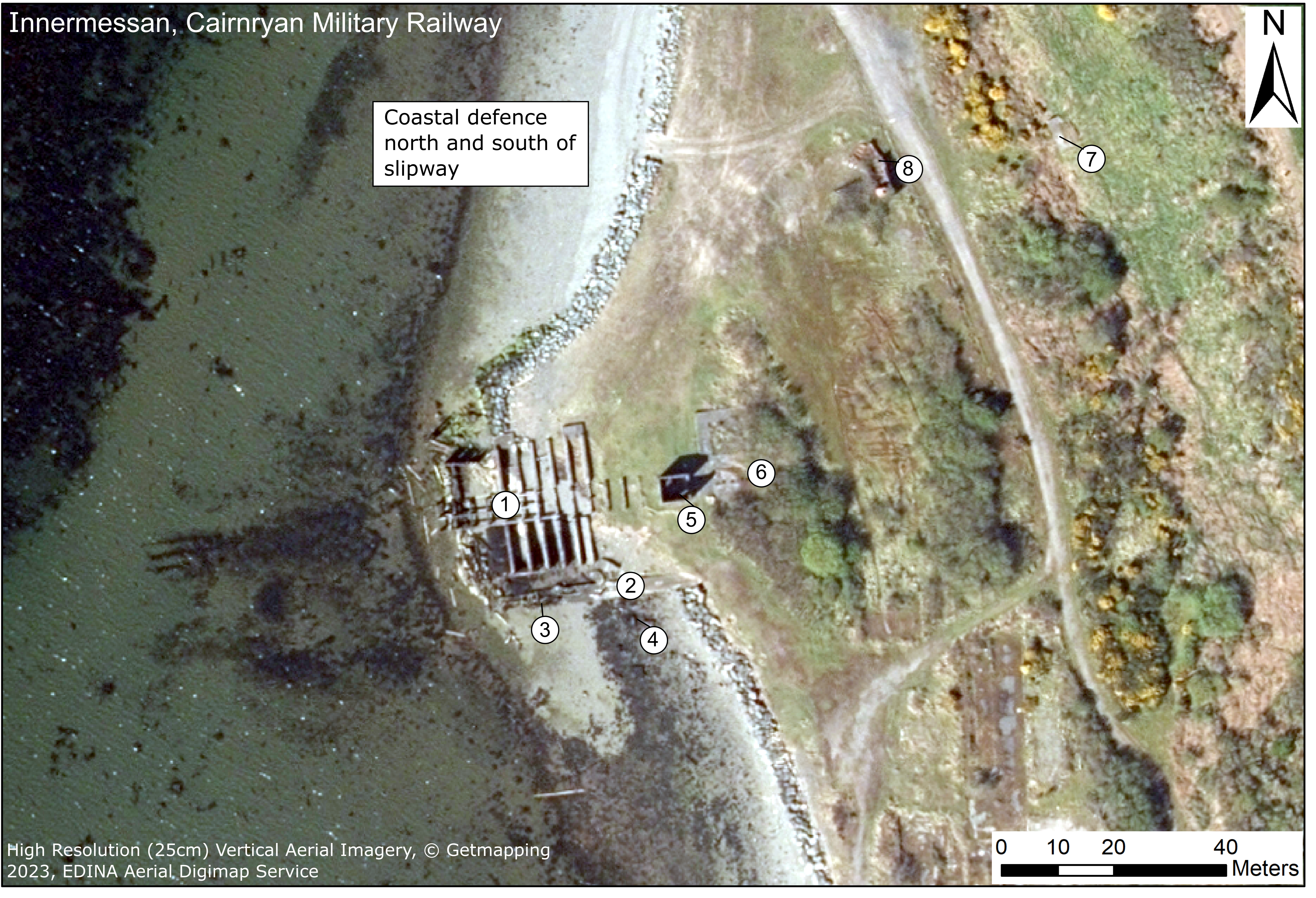 Aerial view of Innermessan ship construction yard. 