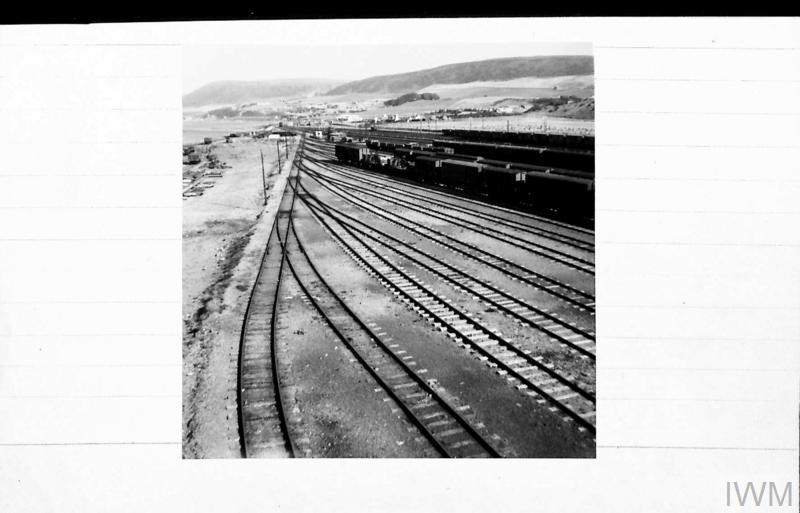 Leffnol Sidings looking northeast from water tower. Courtesy of Imperial War Museum Photographer: Sergeant Palmer.
1944-09-16 © IWM H 40121