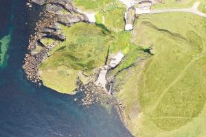 Drone image of castle - North to the right of image
