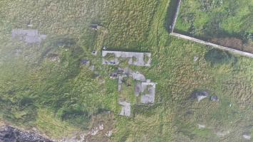 Aerial view of Sick quarters R73 and air raid shelter R72